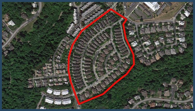 Aerial View - Mill Creek Condo, courtesy of Google